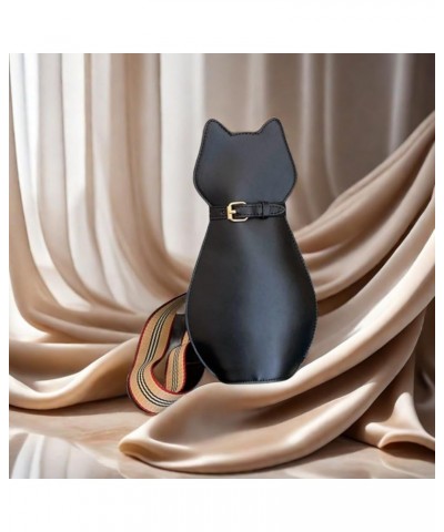 Novely Cat Shaped Sling Handbags Faux Leather Cross Chest Shoulder Bag Purse for Women C-black $11.25 Crossbody Bags