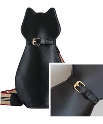 Novely Cat Shaped Sling Handbags Faux Leather Cross Chest Shoulder Bag Purse for Women C-black $11.25 Crossbody Bags