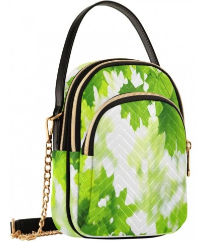 Fresh Green Leaves on The Branch Small Crossbody Bag Functional Multi Pocket Bag Shoulder Handbag $13.92 Crossbody Bags