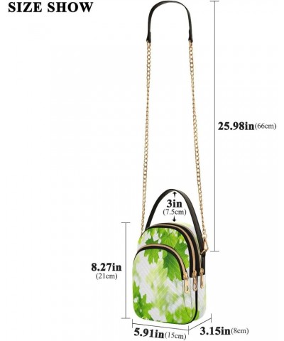 Fresh Green Leaves on The Branch Small Crossbody Bag Functional Multi Pocket Bag Shoulder Handbag $13.92 Crossbody Bags