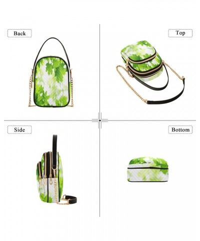 Fresh Green Leaves on The Branch Small Crossbody Bag Functional Multi Pocket Bag Shoulder Handbag $13.92 Crossbody Bags