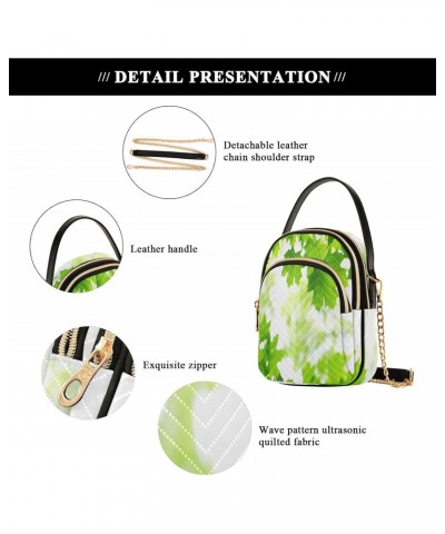 Fresh Green Leaves on The Branch Small Crossbody Bag Functional Multi Pocket Bag Shoulder Handbag $13.92 Crossbody Bags