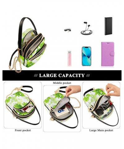 Fresh Green Leaves on The Branch Small Crossbody Bag Functional Multi Pocket Bag Shoulder Handbag $13.92 Crossbody Bags