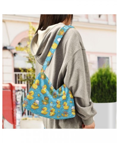 Ducks Wearing Hats Faux Plush Tote Handbags Versatile Underarm Bag Stylish Shuolder Bag for Women $9.02 Totes