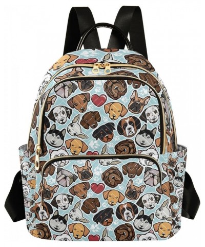 Women Backpack Cartoon Head Dogs Heart Paw Anti-Theft Travel Backpack with Luggage Belt Lightweight Handbag Lady Purse Roomy ...