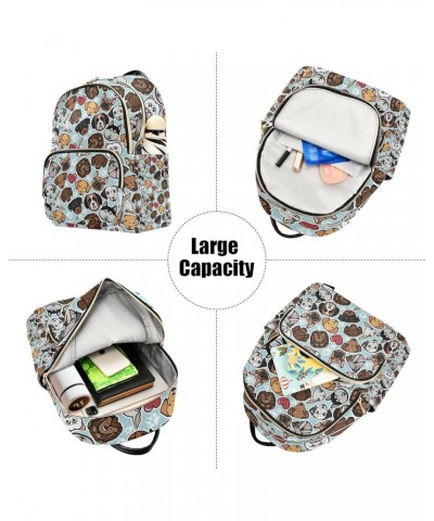 Women Backpack Cartoon Head Dogs Heart Paw Anti-Theft Travel Backpack with Luggage Belt Lightweight Handbag Lady Purse Roomy ...