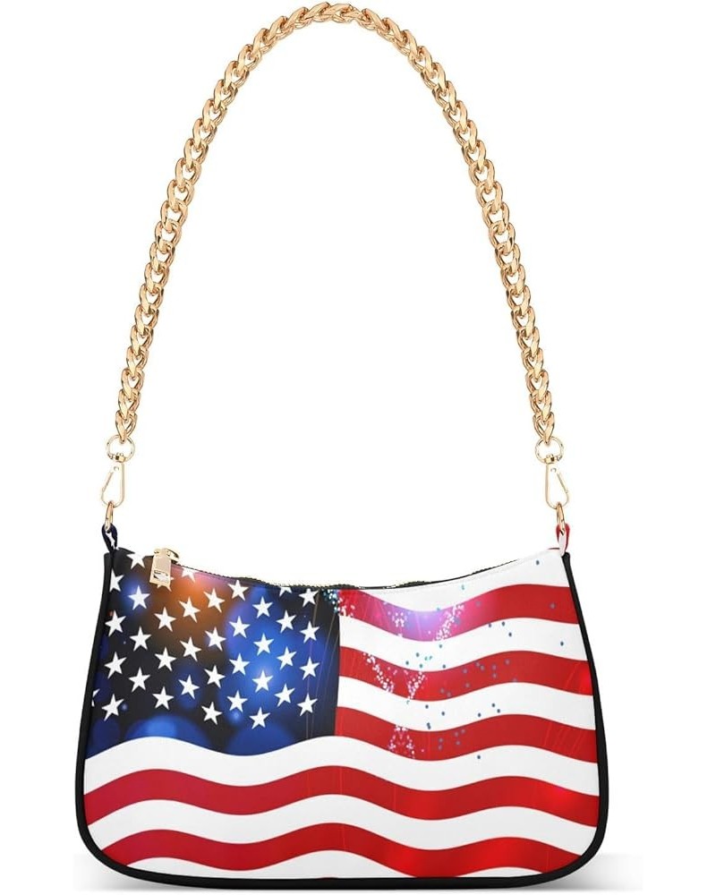 Shoulder Bags for Women American US Flag Independence Day Patriotic Hobo Tote Handbag Small Clutch Purse with Zipper Closure ...