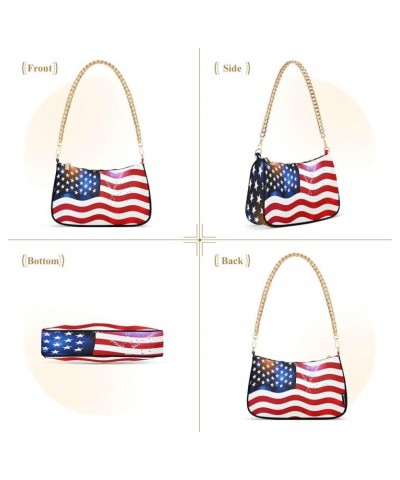 Shoulder Bags for Women American US Flag Independence Day Patriotic Hobo Tote Handbag Small Clutch Purse with Zipper Closure ...