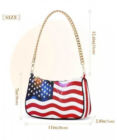 Shoulder Bags for Women American US Flag Independence Day Patriotic Hobo Tote Handbag Small Clutch Purse with Zipper Closure ...