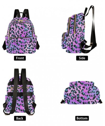 Blue Leopard on Pink Women Backpack Purse Shoulder Bag Color Small $16.17 Backpacks