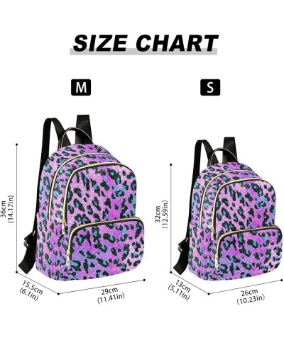 Blue Leopard on Pink Women Backpack Purse Shoulder Bag Color Small $16.17 Backpacks