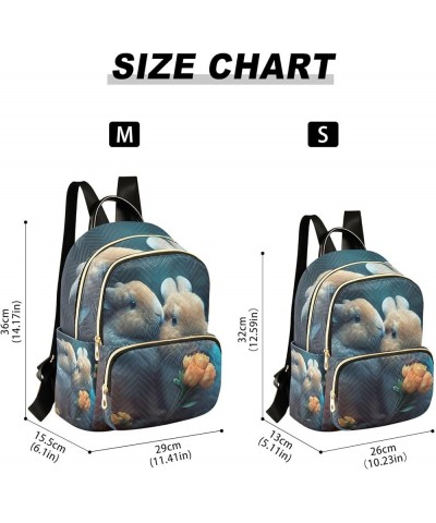 Small Fashion Backpack for Women Rabbit Lover Print Ladies Travel Daypack Aesthetic Shoulder Bag 11.4×6.1×14.1 IN $13.12 Back...