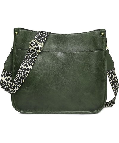 Women Shoulder Bag Vintage Crossbody Purse Handbag with Leopard Guitar Strap Hobo Bag Dark Green $15.00 Hobo Bags