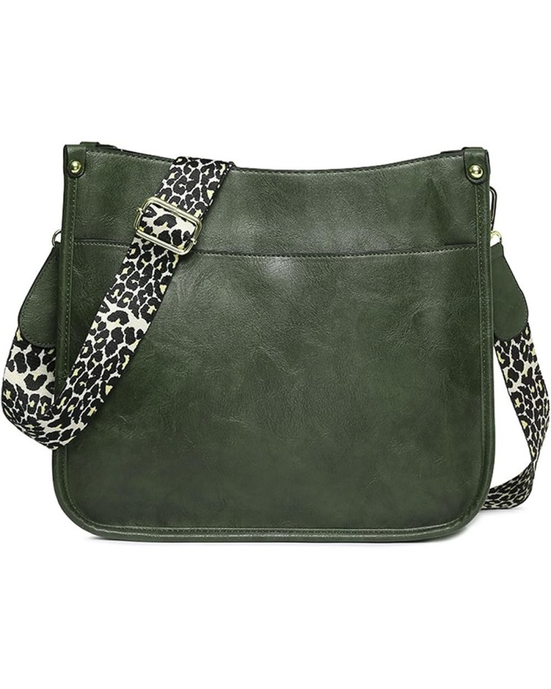 Women Shoulder Bag Vintage Crossbody Purse Handbag with Leopard Guitar Strap Hobo Bag Dark Green $15.00 Hobo Bags