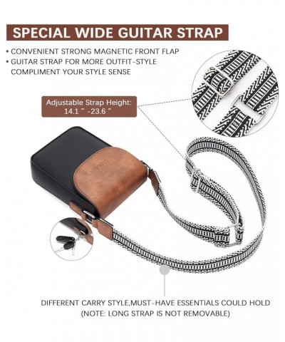 Small Crossbody Bags for Women Trendy Leather Phone Wallet Purses Handbags Adjustable Guitar Strap A4-black Brown $17.97 Cros...