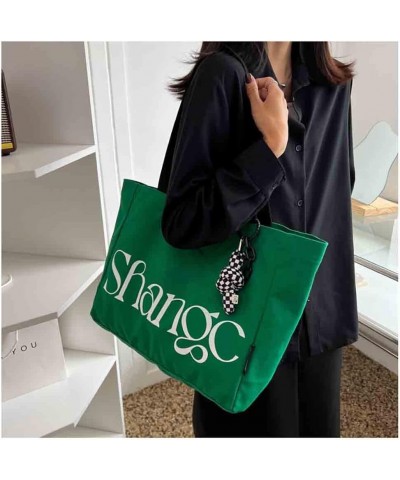 The tote Bag Women's Fashion Simple Large Capacity One Shoulder Sail Bag (black) Green $14.88 Shoulder Bags