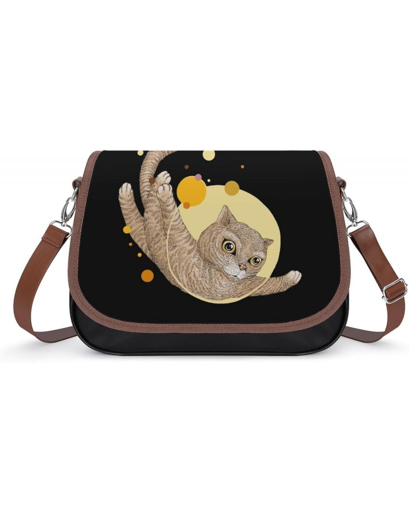 Cat Fly Space Messenger Bag Casual Crossbody Shoulder Bags Lightweight Waterproof Fashion Purse for Women $18.45 Shoulder Bags