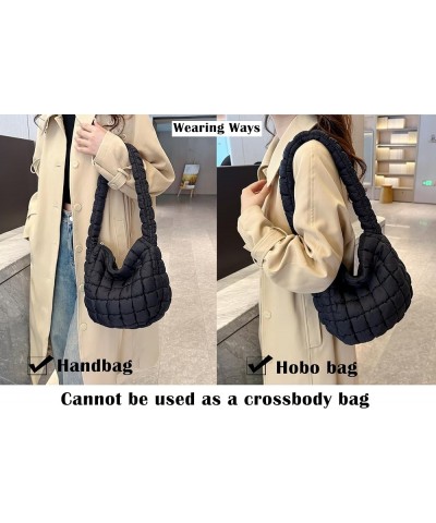 Quilted Tote Bag for Women Puffer Bag Lightweight Padding Shoulder Bag Hobo Bag Satchel Handbag Cloud Bag with Zip 2024 Blue ...