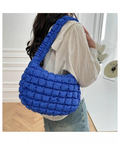 Quilted Tote Bag for Women Puffer Bag Lightweight Padding Shoulder Bag Hobo Bag Satchel Handbag Cloud Bag with Zip 2024 Blue ...