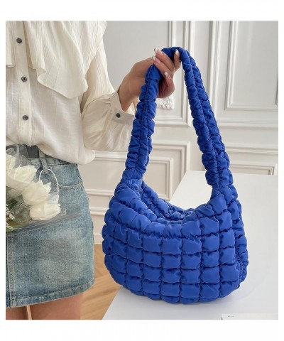 Quilted Tote Bag for Women Puffer Bag Lightweight Padding Shoulder Bag Hobo Bag Satchel Handbag Cloud Bag with Zip 2024 Blue ...