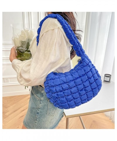 Quilted Tote Bag for Women Puffer Bag Lightweight Padding Shoulder Bag Hobo Bag Satchel Handbag Cloud Bag with Zip 2024 Blue ...