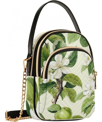 Several Green Apples and Flowers Shoulder Bag, Crossbody Travel Handbags, Shoulder Crossbody Bag for Women Apples and Blossom...