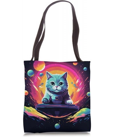 Spaceship Cat galaxy space Cat Alien Kitty Mom Dad Tote Bag $11.72 Totes