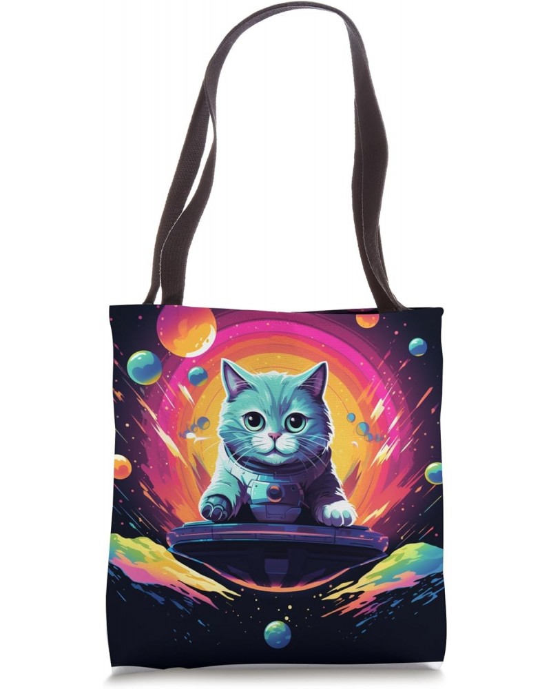 Spaceship Cat galaxy space Cat Alien Kitty Mom Dad Tote Bag $11.72 Totes