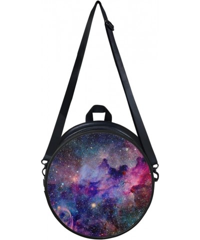 Womens Top-Handle Handbags Casual Adjustable Straps Zipper Shoulder bag Round Purse Galaxy Star $11.20 Crossbody Bags