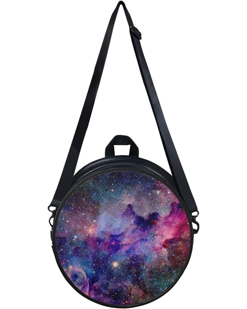 Womens Top-Handle Handbags Casual Adjustable Straps Zipper Shoulder bag Round Purse Galaxy Star $11.20 Crossbody Bags