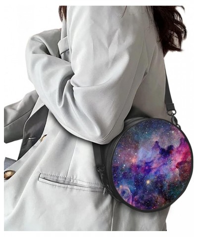 Womens Top-Handle Handbags Casual Adjustable Straps Zipper Shoulder bag Round Purse Galaxy Star $11.20 Crossbody Bags