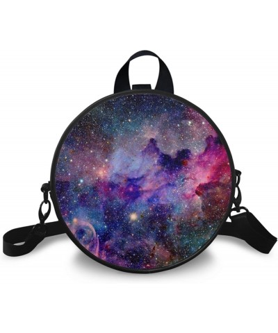 Womens Top-Handle Handbags Casual Adjustable Straps Zipper Shoulder bag Round Purse Galaxy Star $11.20 Crossbody Bags