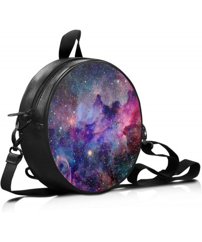 Womens Top-Handle Handbags Casual Adjustable Straps Zipper Shoulder bag Round Purse Galaxy Star $11.20 Crossbody Bags