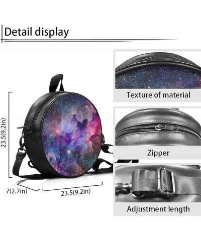 Womens Top-Handle Handbags Casual Adjustable Straps Zipper Shoulder bag Round Purse Galaxy Star $11.20 Crossbody Bags