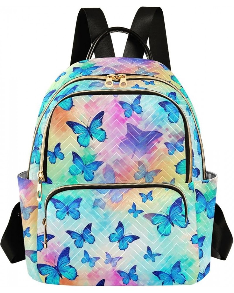 Butterfly Colorful Backpack for Women Fashion Shoulder Bags Small Casual Daypack Travel Bag S 202a3062 M(11.4"x6.1"x14.17") 2...