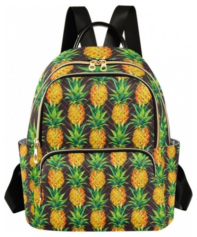 Women Backpack Watercolor Tropical Pineapples Anti-Theft Travel Backpack with Luggage Belt Lightweight Handbag Lady Purse Roo...