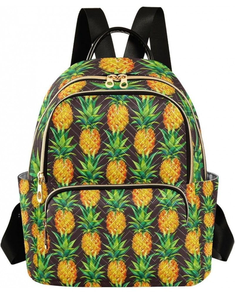 Women Backpack Watercolor Tropical Pineapples Anti-Theft Travel Backpack with Luggage Belt Lightweight Handbag Lady Purse Roo...