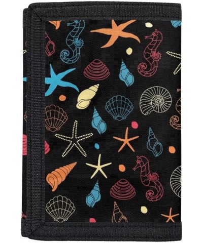 Laser Butterfly Trifold Wallet Women/Girls's Pocketbook Multi-Card Holder for Travel Shopping Seashells $10.07 Wallets