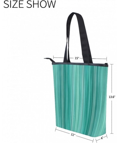 Hipster Teal Striped Tote Handbag for Women Tote Bag, Canvas + leather Shoulder Bag, Hobo bag, Satchel Purse(226ya6a) $13.74 ...