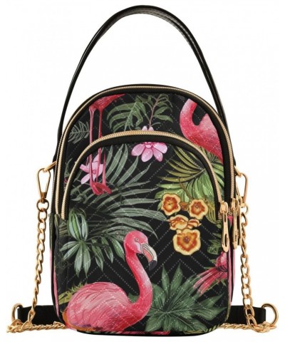 Palm Leaves Flamingo Crossbody Bag for Women Cell Phone Purse Wallet with Removable Chain Shoulder Handbag for Travel Passpor...