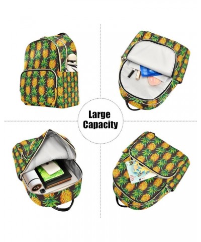 Women Backpack Watercolor Tropical Pineapples Anti-Theft Travel Backpack with Luggage Belt Lightweight Handbag Lady Purse Roo...