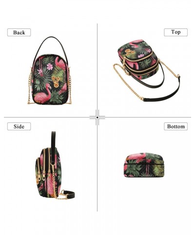 Palm Leaves Flamingo Crossbody Bag for Women Cell Phone Purse Wallet with Removable Chain Shoulder Handbag for Travel Passpor...