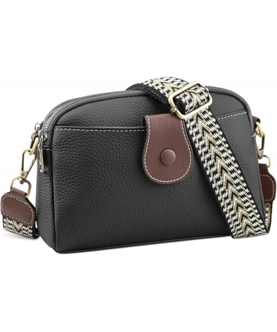 Genuine Leather Crossbody Bag for Women - Womens Crossbody Purse with Wide Guitar Strap and Narrow Leather Strap Black $30.60...