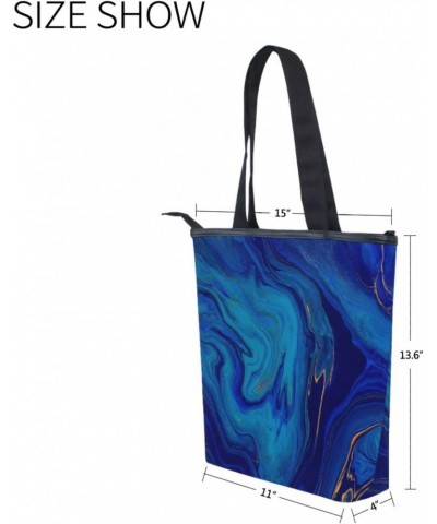 Navy Blue Gold Marble Tote Handbag for Women Tote Bag, Canvas + leather Shoulder Bag, Hobo bag, Satchel Purse(237ri1d) $13.24...