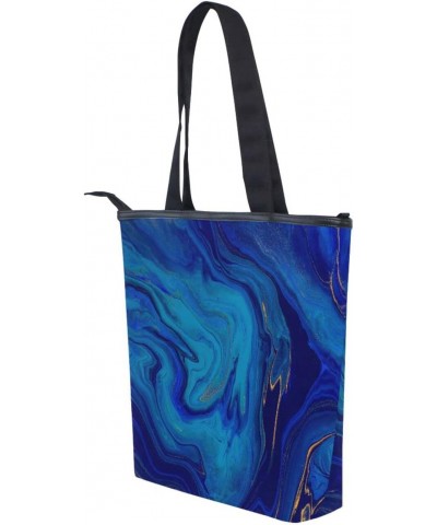 Navy Blue Gold Marble Tote Handbag for Women Tote Bag, Canvas + leather Shoulder Bag, Hobo bag, Satchel Purse(237ri1d) $13.24...