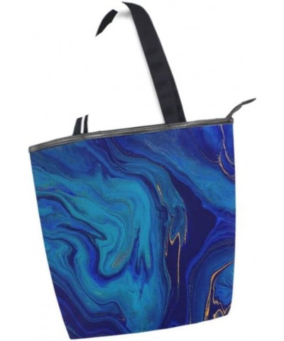 Navy Blue Gold Marble Tote Handbag for Women Tote Bag, Canvas + leather Shoulder Bag, Hobo bag, Satchel Purse(237ri1d) $13.24...