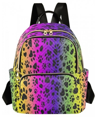 Backpack Purse for Women Animal Paw Rainbow Print Dalmatian Spots Casual Shoulder Bag Small Backpack M Small $13.00 Backpacks