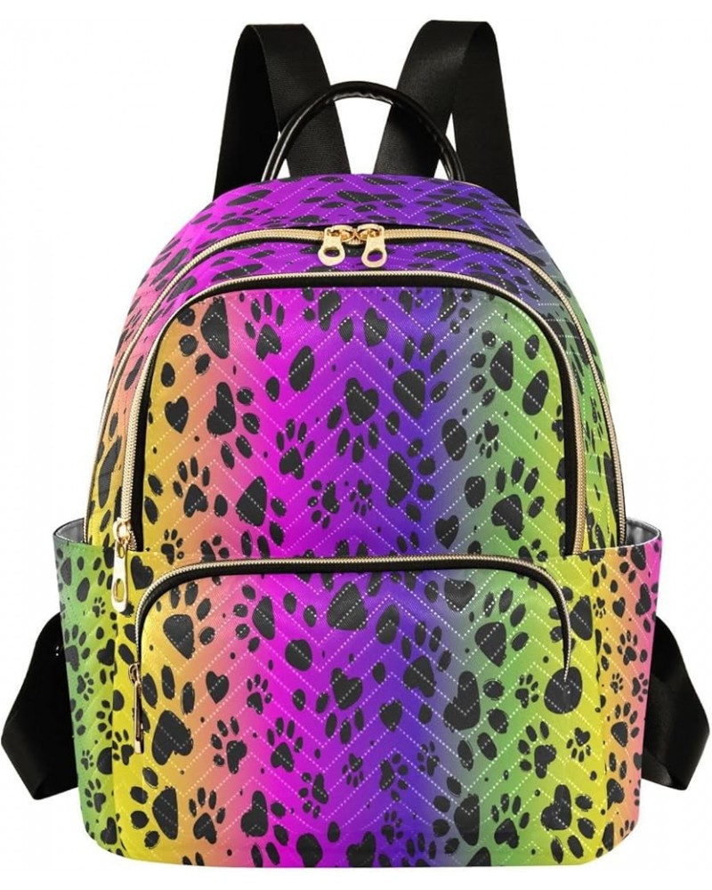 Backpack Purse for Women Animal Paw Rainbow Print Dalmatian Spots Casual Shoulder Bag Small Backpack M Small $13.00 Backpacks