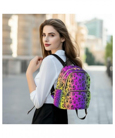 Backpack Purse for Women Animal Paw Rainbow Print Dalmatian Spots Casual Shoulder Bag Small Backpack M Small $13.00 Backpacks