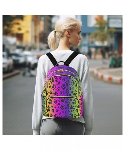 Backpack Purse for Women Animal Paw Rainbow Print Dalmatian Spots Casual Shoulder Bag Small Backpack M Small $13.00 Backpacks